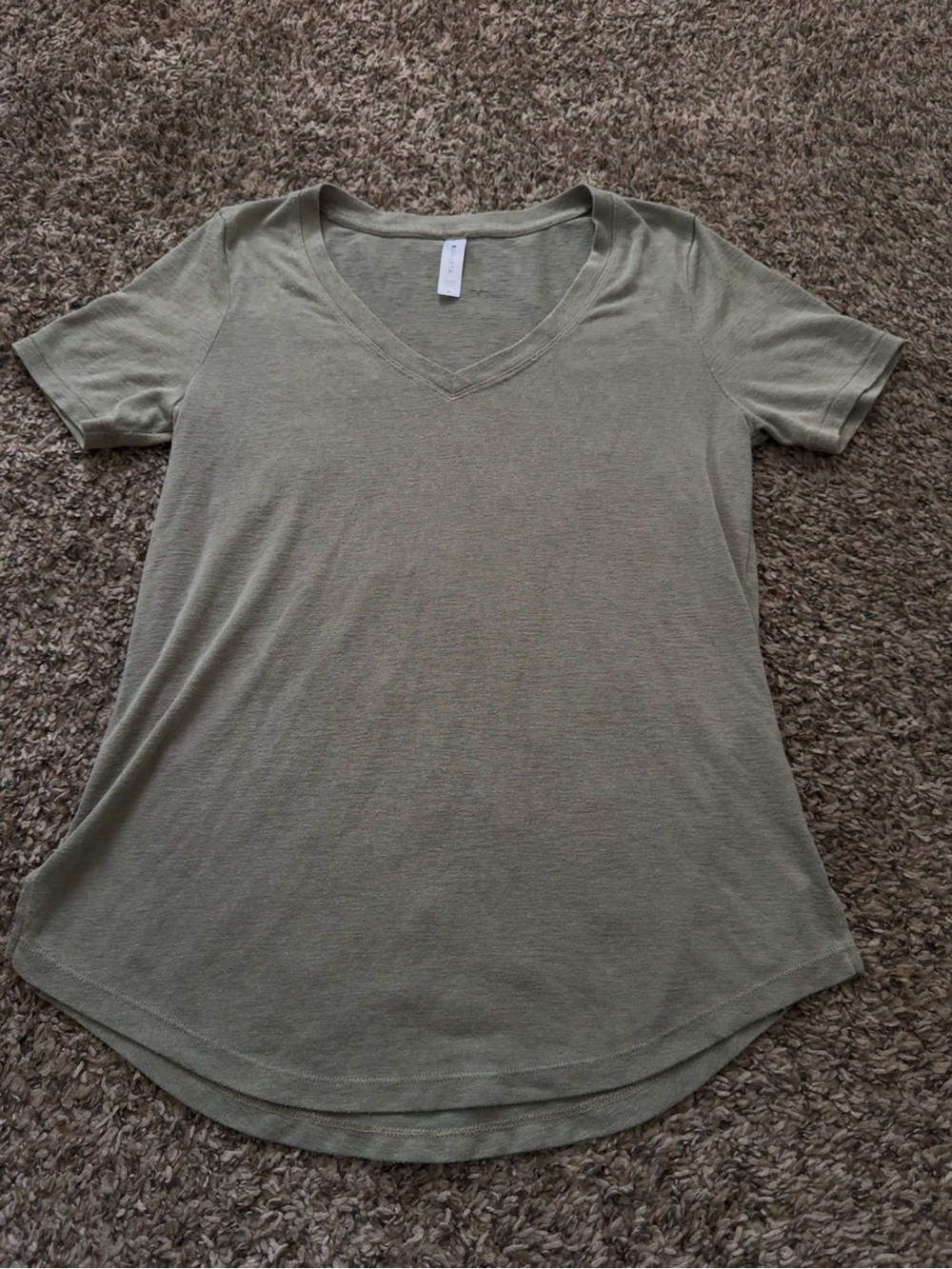 Athleta Olive V-Neck Short Sleeve Tee